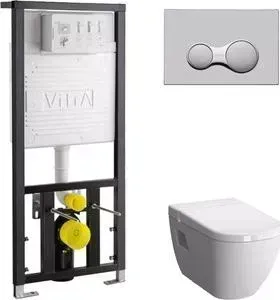 Комплект унитаза с инсталляцией VITRA D-Light Rimless с , безободковый, с микролифтом (5911B003-1086, 700-1873, 104-003-009)
