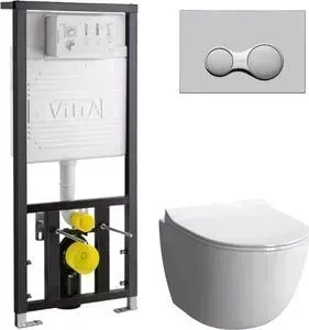 Комплект унитаза с инсталляцией VITRA Sento с , безободковый, с микролифтом (7748B003-0075, 700-1873, 120-003-009)