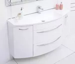 Тумба с раковиной De Aqua с Лонг 140 белая (186446 + WL 140, WL 140)