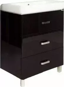 Тумба с раковиной АКВАТОН с Америна 60 М три ящика, черная (1A1689K1AM950)