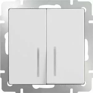Выключатель двухклавишный проходной Werkel белый WL01-SW-2G-2W-LED