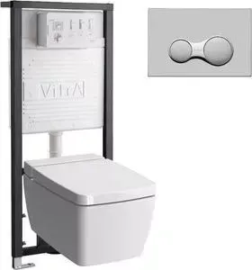Комплект унитаза с инсталляцией VITRA Metropole Rim-Ex VitrAfresh с , безободковый, с микролифтом (7672B003-1686, 700-1873, 90-003-009)
