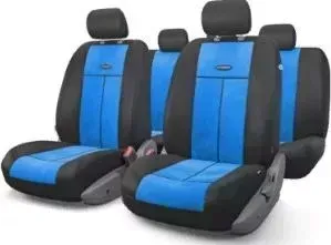 Авточехлы AUTOPROFI TT , полиэстер/велюр, чёрный/синий