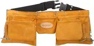 Пояс STAYER Professional для инструментов кожаный 11 карманов 2 скобы (38520)