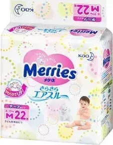 Подгузники MERRIES 6-11кг М (22шт) 4901301509079