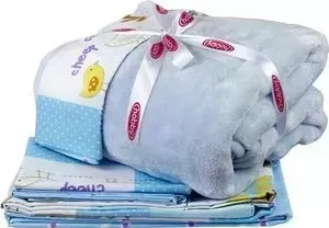 Комплект детского постельного белья Hobby home collection поплин с покрывалом ZOO, голубое, 100&#037; Хлопок, Покрывало - 100&#037;Полиэстер: характер