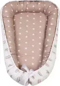 Позиционер для сна AmaroBaby кокон-гнездышко, LITTLE BABY коричневый/звезды