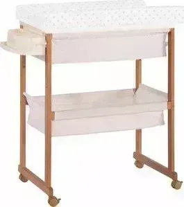 Комод Micuna пеленальный с ванночкой и текстильной корзиной B-1158 Plus honey матрасик beige dots