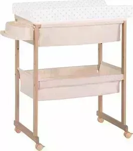 Комод Micuna пеленальный с ванночкой и текстильной корзиной B-1158 Plus natural матрасик beige dots