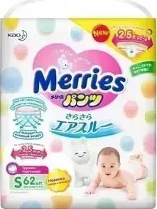 Трусики MERRIES S (4-8 кг) 62 шт 4901301-316073