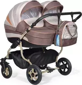 Коляска для двойни Indigo INDIGO DUO 18 48 (св.бежевый+коричневый+оранжевый)