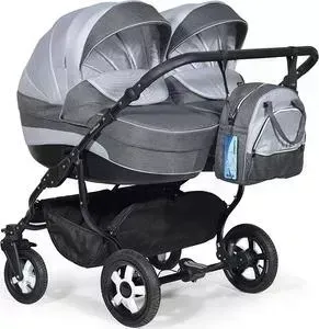 Коляска для двойни Indigo INDIGO DUO 18 40 (св.серый+т.серый+серый узор)