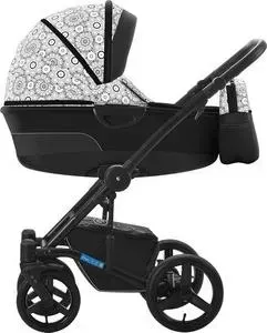Коляска 2 в 1 Aroteam 2 в 1 ENZO 18 05 (серый узор C2 + черная кожа)