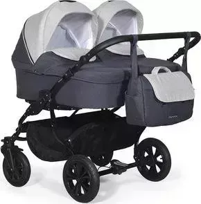Коляска для двойни Indigo CHARLOTTE 18 DUO Ch 33 (т.серый+св.серый)