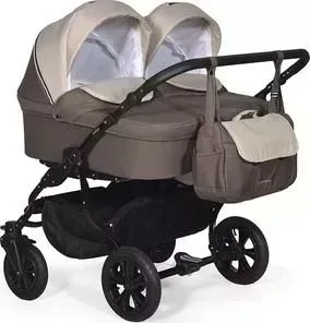 Коляска для двойни Indigo CHARLOTTE 18 DUO Ch 37 (коричневый+бежевый)