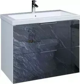 Тумба с раковиной 1Marka с Marka One Liriya 75П черный дикий камень (4604613335045)