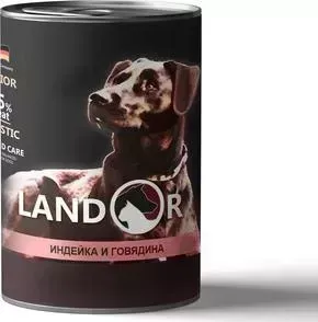 Консервы LANDOR индейка и говядина для щенков всех пород 400г