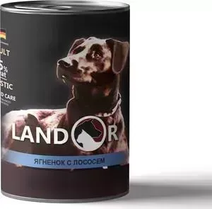 Консервы LANDOR ягненок с лососем для собак всех пород 400г