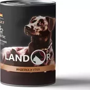 Консервы LANDOR индейка и утка для собак всех пород 400г