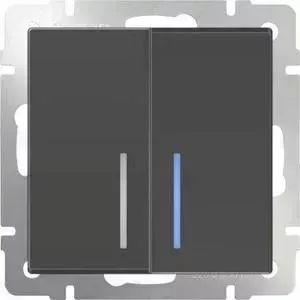 Выключатель двухклавишный Werkel серо-коричневый WL07-SW-2G-LED