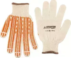 Перчатки STAYER трикотажные с защитой от скольжения 10 класс х/б S-M Expert (11401-S)