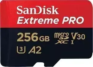 Карта памяти SANDISK Extreme Pro microSDXC 256GB + SD Adapter Rescue Pro Deluxe 170MB/s A2 C10 V30 UHS-I U3 (SDSQXCZ-256G-GN6MA)