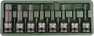 Головки торцевые KRAFTOOL Industrie Qualitat ударные 1/2" HEX, H5-H17, 8шт (27950-H8)