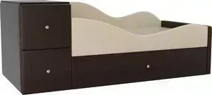 Кровать детская АртМебель Дельта эко кожа бежевый/коричневый правый угол