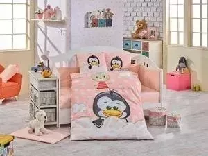 Комплект детского постельного белья Hobby home collection с одеялом поплин PENGUIN, персиковый, 100&#037; Хлопок