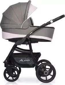 Коляска 2 в 1 Riko Basic 2 в 1 ALFA Ecco 09 серый-розовый