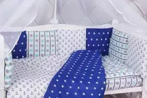 Комплект в кроватку AmaroBaby в 15 предметов (3+12 подушек-бортиков) БРИЗ (бязь)