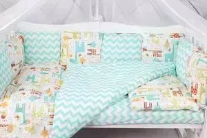 Комплект в кроватку AmaroBaby в 15 предметов (3+12 подушек-бортиков) ЖИРАФИКИ