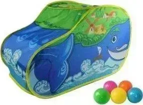 Игрушка Наша Игрушка Палатка игровая Наша Чудо Кит, в комплекте пластмассовые шарики 20 шт., сумка на молнии