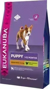 Сухой корм Eukanuba Puppy Medium Breed with Chicken с курицей для щенков средних пород 3кг