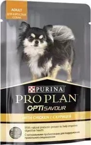 Пауч PRO PLAN и OPTI SAVOUR Adult Dog with Chicken с курицей кусочки в соусе для собак мелких пород 100г