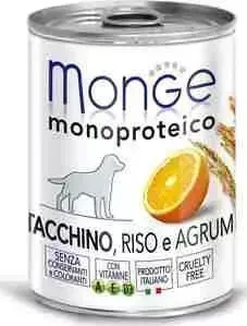 Консервы Monge Dog Monoproteico Fruits Pate Turkey, Rice Citrus паштет из индейки с рисом и цитрусовыми для собак 400г