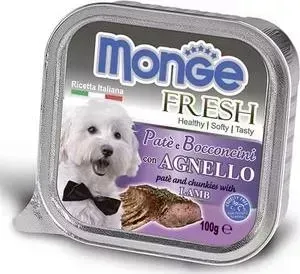 Консервы Monge Dog Fresh Pate and Chunkies with Lamb паштет и кусочки с ягненком для собак 100г