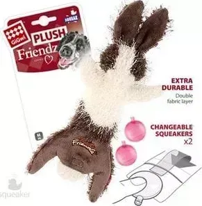Игрушка GiGwi Plush Friendz Squeak заяц с 2-мя пищалками для собак (75353)
