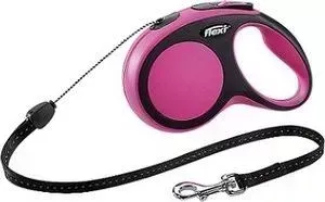 Рулетка Flexi New Comfort S трос 5м черный/розовый для собак до 12кг