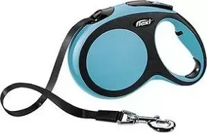 Рулетка Flexi New Comfort L лента 5м черный/синий для собак до 60кг