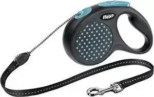 Рулетка Flexi Design М трос 5м черный/синий горох для собак до 20кг