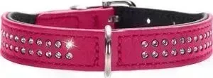 Ошейник Hunter Collar Diamond Petit 27 nickel-plated (20-24см) кожа 2 ряда страз розовый для собак