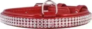 Ошейник CoLLaR Brilliance из лаковой кожи двойной с украшением "полотно стразы" ширина 15мм длина 27-36см красный для собак (30253)