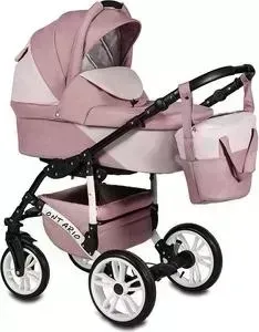 Коляска 2 в 1 ALIS 2 в 1 ONTARIO Lux Ol 04 (т.розовый-св.розовая кожа)