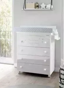 Комод Micuna Cosmic пеленальный B-970 ash-grey white матрасик grey stars