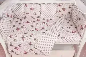 Комплект в кроватку AmaroBaby в Premium 19 предметов (7+12 бортиков) ДЕСЕРТ (розовый, бязь)