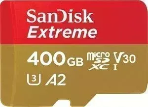 Карта памяти SANDISK Extreme microSDXC 400GB + SD Adapter Rescue Pro Deluxe 160MB/s A2 C10 V30 UHS-I U6 (SDSQXA1-400G-GN6MA)