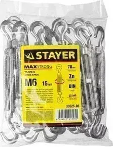Талреп STAYER DIN 1480 крюк-крюк М6, 15шт (30525-06)