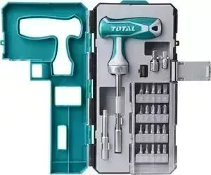 Отвертка реверсивная TOTAL Т-образная с насадками 25шт (TACSD30256)