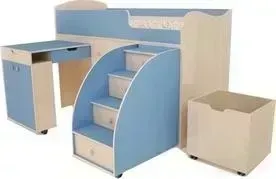 Кровать Ярофф чердак Малыш 80x180 дуб молочный/голубой